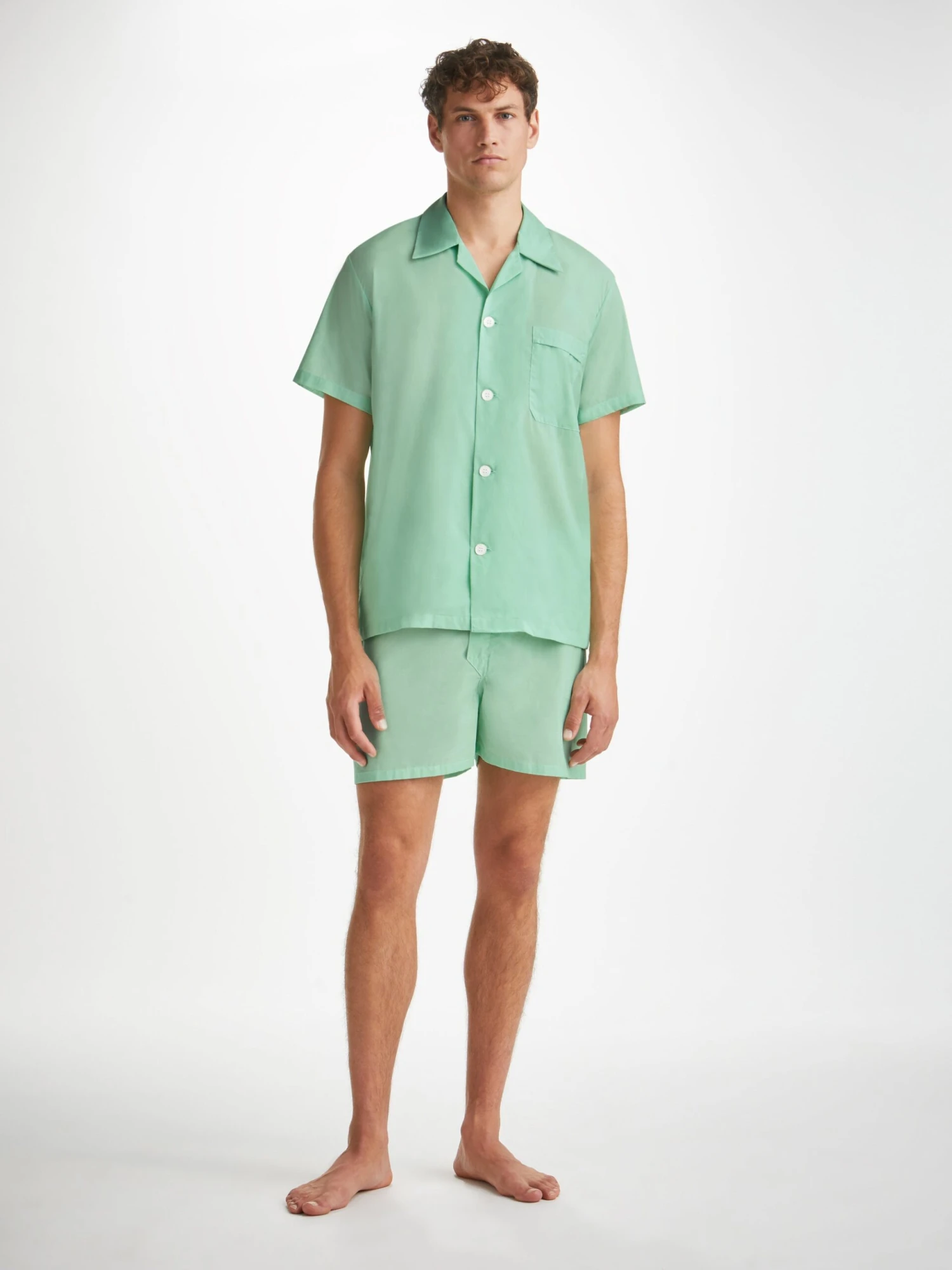 Men's Short Pyjamas Amalfi 1 Cotton Batiste Mint 5 Men's Short Pyjamas Amalfi 1 Cotton Batiste Mint - Image 3