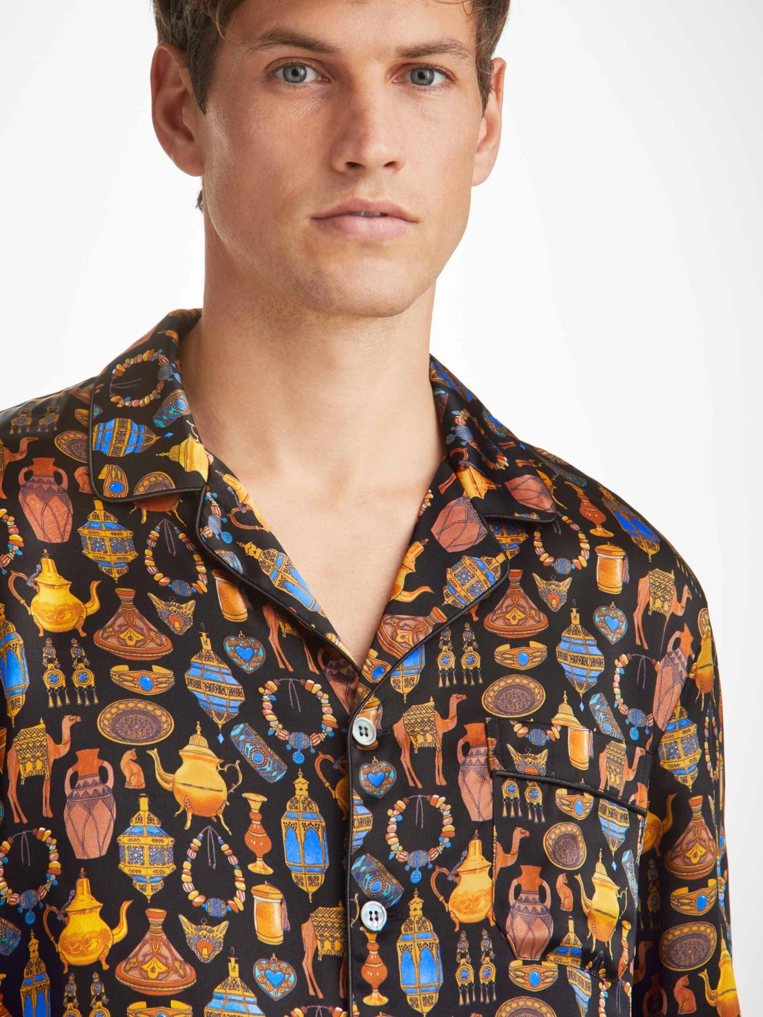 Men's Pyjamas Brindisi 100 Silk Satin Black 7 Men's Pyjamas Brindisi 100 Silk Satin Black - Image 5