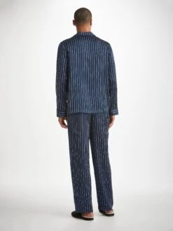 Men's Pyjamas Brindisi 102 Silk Satin Navy -Derek Rose Shop mens pyjamas brindisi 102 silk satin navy back