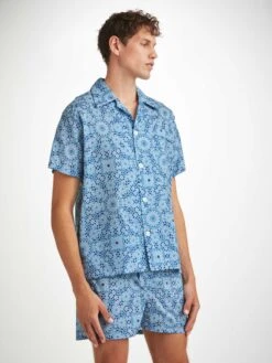 Men's Short Pyjamas Ledbury 69 Cotton Batiste Blue