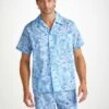 Men's Short Pyjamas Ledbury 70 Cotton Batiste Blue -Derek Rose Shop mens pyjamas ledbury 70 cotton batiste blue creative