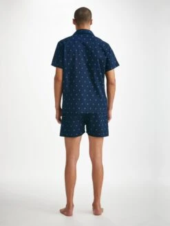Men's Short Pyjamas Nelson 98 Cotton Batiste Navy 10 Men's Short Pyjamas Nelson 98 Cotton Batiste Navy -Derek Rose Shop mens pyjamas nelson 98 cotton batiste navy back