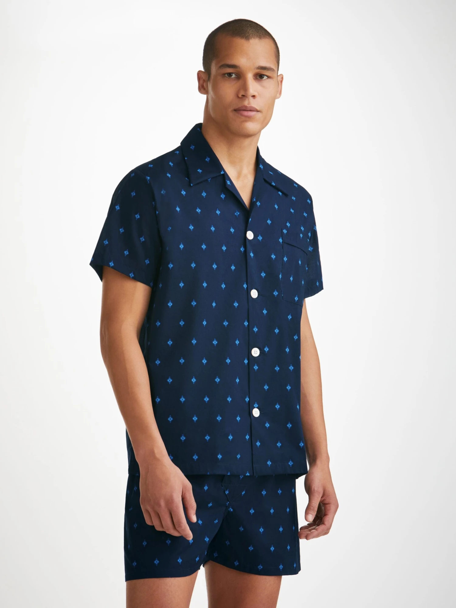 Men's Short Pyjamas Nelson 98 Cotton Batiste Navy 3 Men's Short Pyjamas Nelson 98 Cotton Batiste Navy