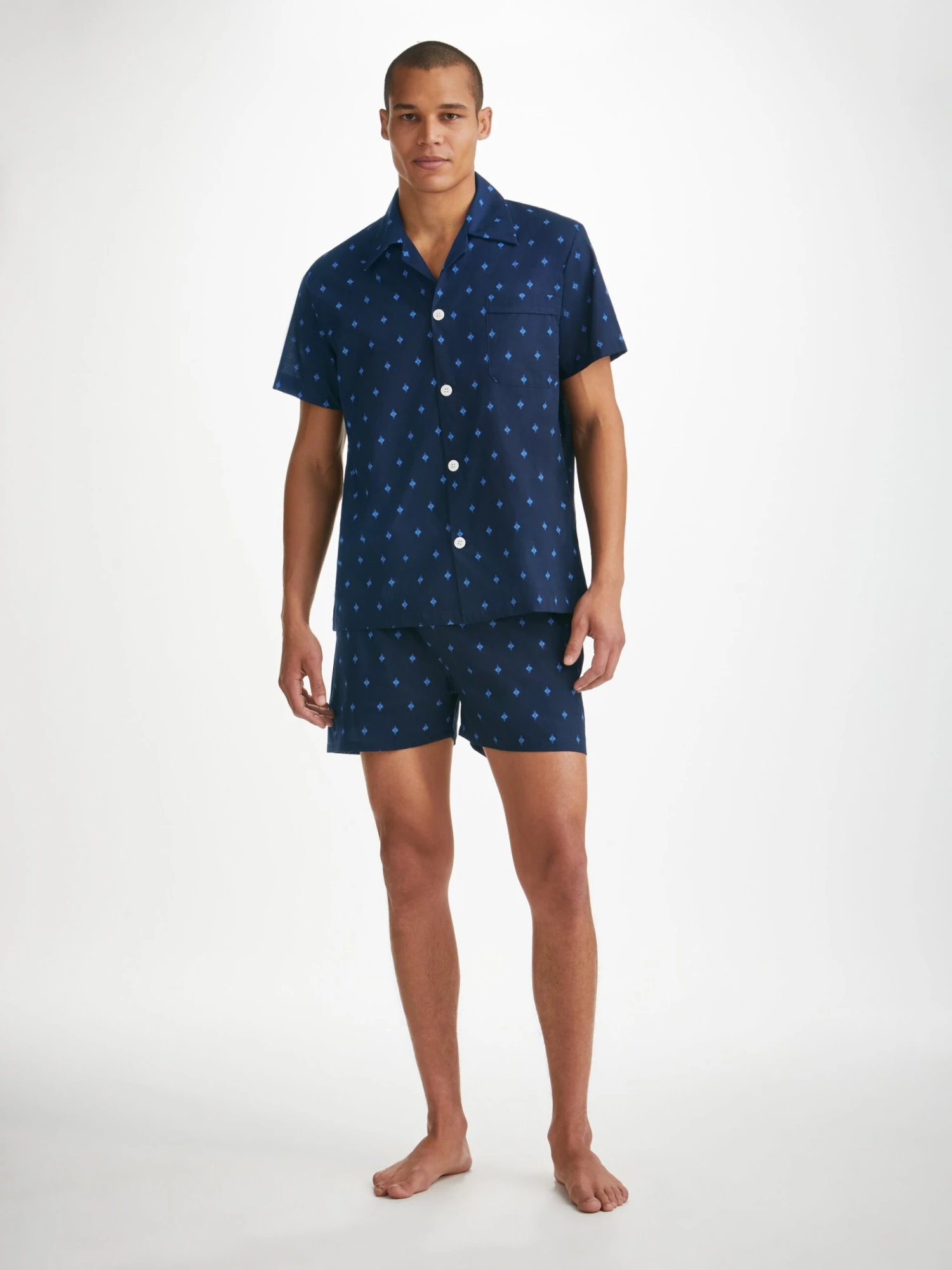 Men's Short Pyjamas Nelson 98 Cotton Batiste Navy 5 Men's Short Pyjamas Nelson 98 Cotton Batiste Navy - Image 3
