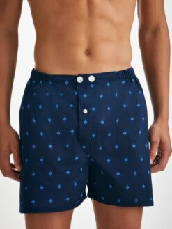 Men's Short Pyjamas Nelson 98 Cotton Batiste Navy 11 Men's Short Pyjamas Nelson 98 Cotton Batiste Navy -Derek Rose Shop mens pyjamas nelson 98 cotton batiste navy shorts