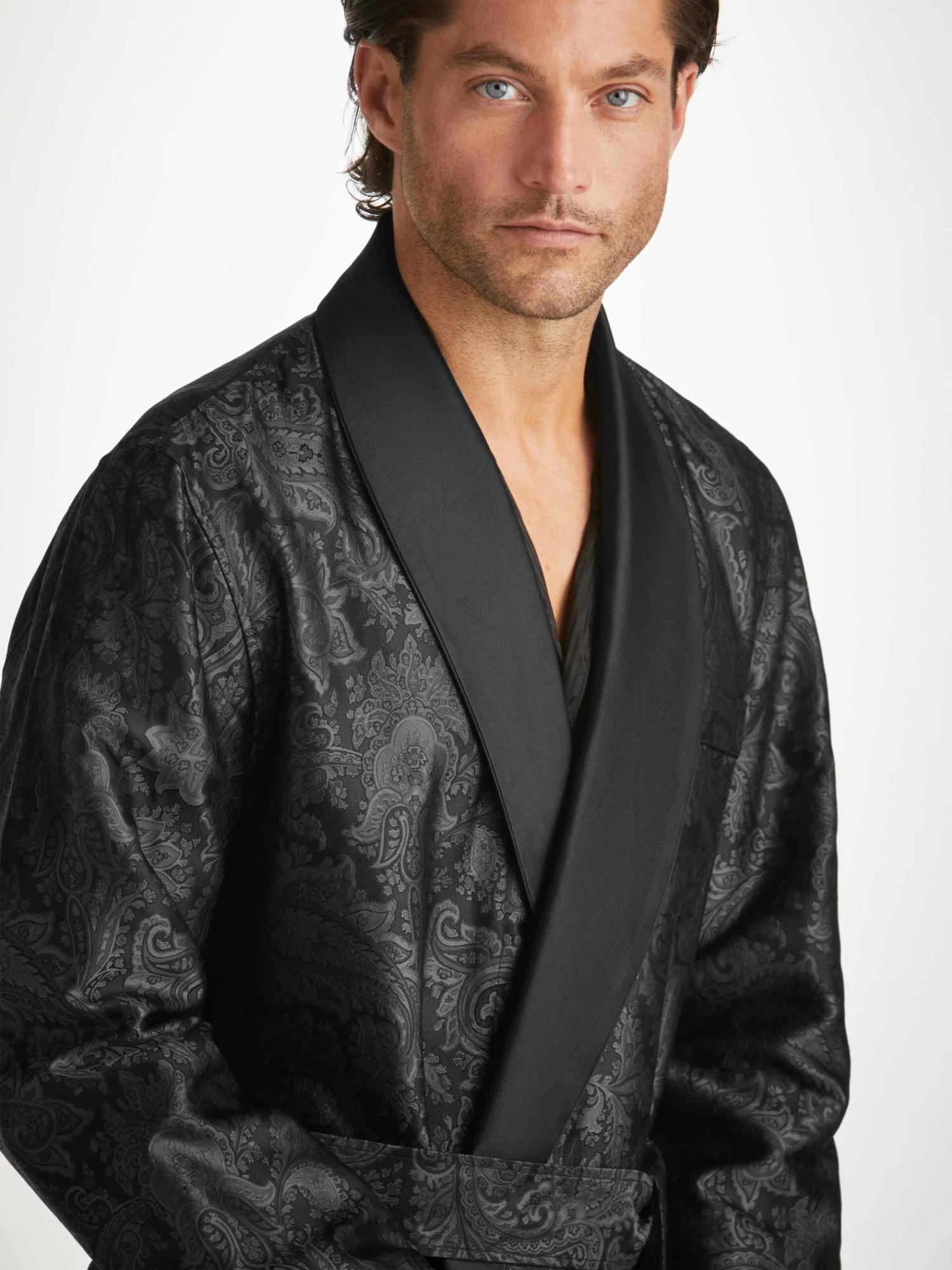 Men's Dressing Gown Verona 67 Silk Satin Black 7 Men's Dressing Gown Verona 67 Silk Satin Black - Image 5