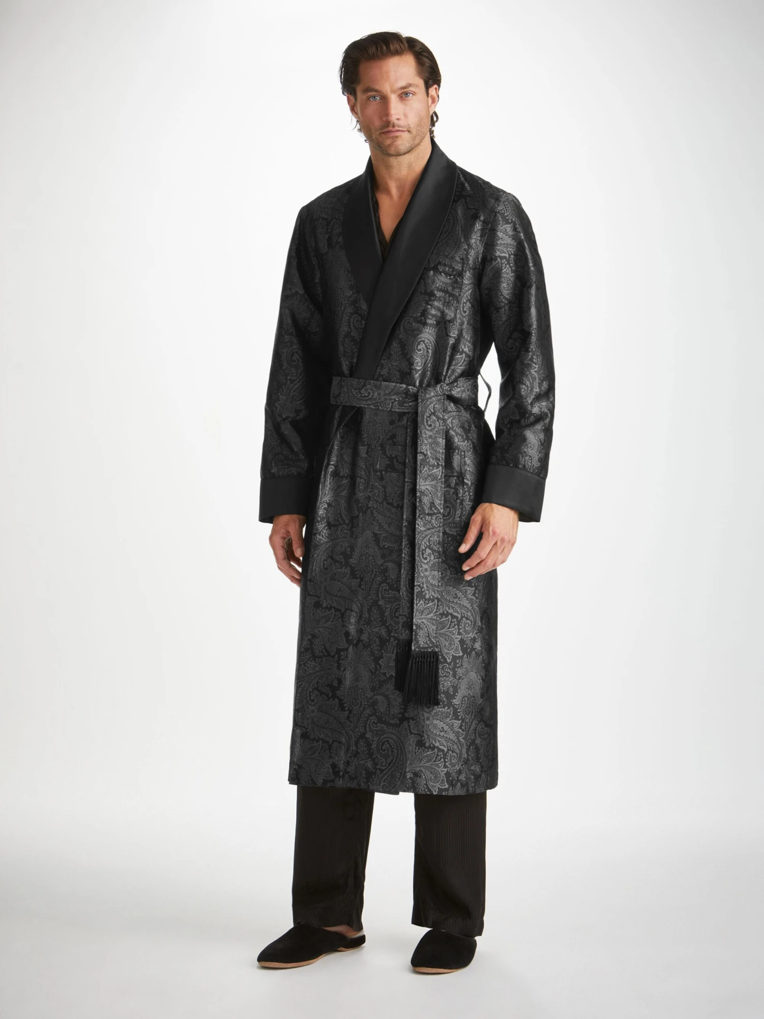 Men's Dressing Gown Verona 67 Silk Satin Black 5 Men's Dressing Gown Verona 67 Silk Satin Black - Image 3