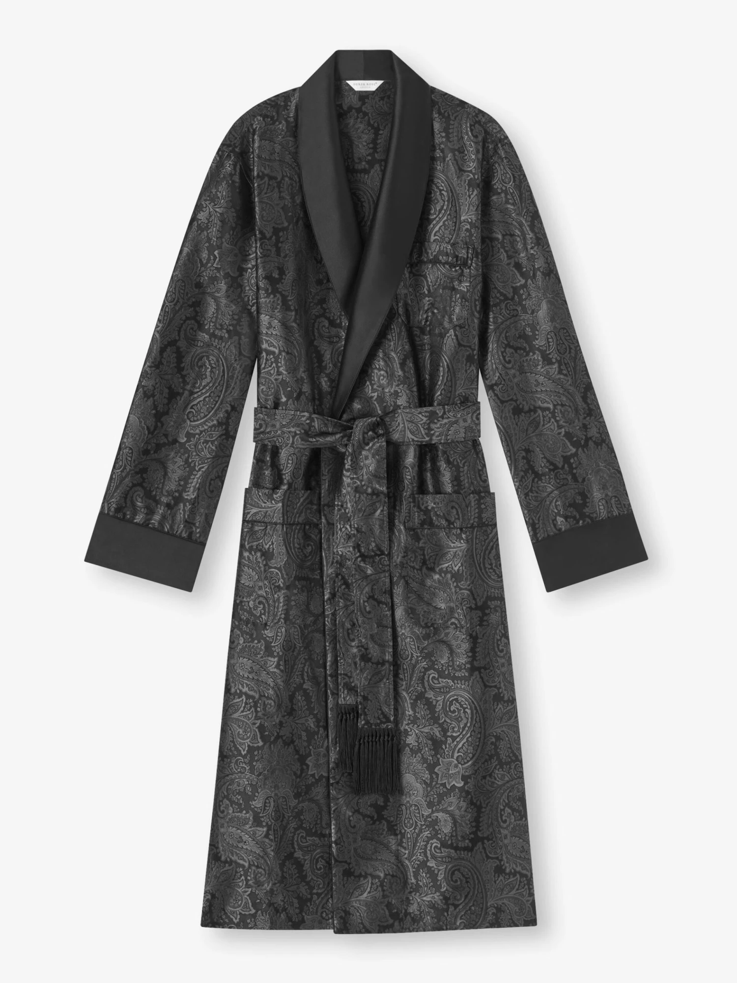 Men's Dressing Gown Verona 67 Silk Satin Black 4 Men's Dressing Gown Verona 67 Silk Satin Black - Image 2