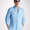 Men's Shirt Milan 21 Linen Blue 1 Men's Shirt Milan 21 Linen Blue -Derek Rose Shop mens shirt milan 21 linen blue creative