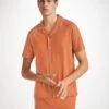 Men's Short Pyjamas Basel Micro Modal Stretch Terracotta -Derek Rose Shop mens short pajamas basel micro modal stretch orange creative