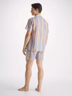 Men's Short Pyjamas Amalfi 19 Cotton Batiste Multi 10 Men's Short Pyjamas Amalfi 19 Cotton Batiste Multi -Derek Rose Shop mens short pyjamas amalfi 19 cotton batiste multi back