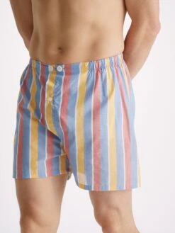 Men's Short Pyjamas Amalfi 19 Cotton Batiste Multi 11 Men's Short Pyjamas Amalfi 19 Cotton Batiste Multi -Derek Rose Shop mens short pyjamas amalfi 19 cotton batiste multi waistband