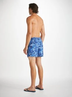 Men's Short Swim Shorts Maui 60 Blue -Derek Rose Shop mens short swim shorts maui 60 blue back