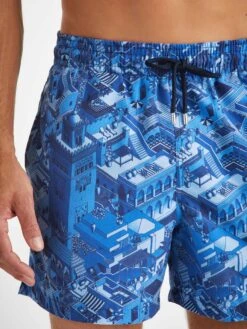 Men's Short Swim Shorts Maui 60 Blue -Derek Rose Shop mens short swim shorts maui 60 blue crop