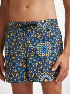 Men's Short Swim Shorts Tropez 15 Navy -Derek Rose Shop mens short swim shorts tropez 15 navy print