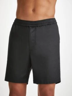 Men's Shorts Harris Lyocell Cotton Black -Derek Rose Shop mens shorts harris lyocell cotton black crop