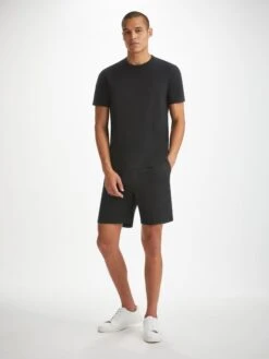 Men's Shorts Harris Lyocell Cotton Black -Derek Rose Shop mens shorts harris lyocell cotton black front