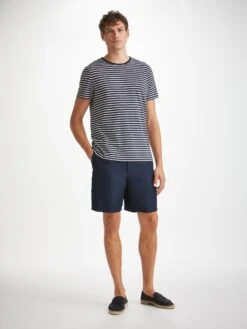 Men's Shorts Sydney 2 Linen Navy -Derek Rose Shop mens shorts sydney 2 linen navy front