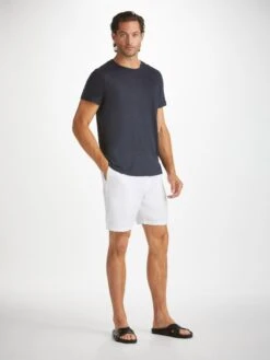 Men's Shorts Sydney Linen White 11 Men's Shorts Sydney Linen White -Derek Rose Shop mens shorts sydney linen white front