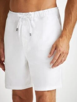 Men's Shorts Sydney Linen White 13 Men's Shorts Sydney Linen White -Derek Rose Shop mens shorts sydney linen white shorts