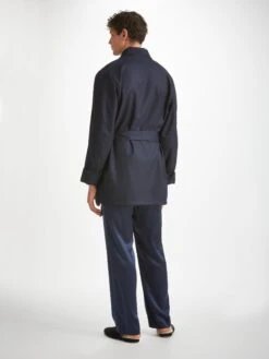 Men's Smoking Jacket Westminster 2 Wool Navy -Derek Rose Shop mens smoking jacket westminster 2 wool navy back