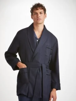 Men's Smoking Jacket Westminster 2 Wool Navy -Derek Rose Shop mens smoking jacket westminster 2 wool navy creative