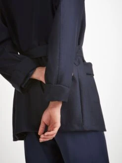 Men's Smoking Jacket Westminster 2 Wool Navy -Derek Rose Shop mens smoking jacket westminster 2 wool navy cuff