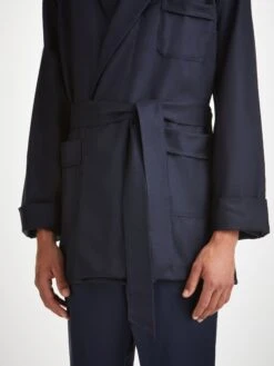 Men's Smoking Jacket Westminster 2 Wool Navy -Derek Rose Shop mens smoking jacket westminster 2 wool navy tie