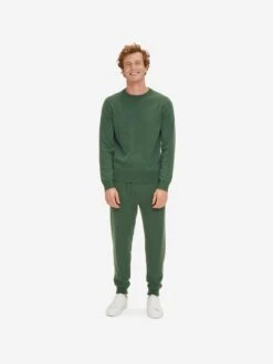 Men's Sweater Finley Cashmere Green -Derek Rose Shop mens sweater finley cashmere green front
