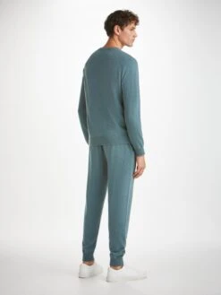 Men's Sweater Finley Cashmere Teal 10 Men's Sweater Finley Cashmere Teal -Derek Rose Shop mens sweater finley cashmere teal back