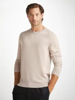 Men's Sweater Orson Merino Wool Oat 12 Men's Sweater Orson Merino Wool Oat -Derek Rose Shop mens sweater orson merino wool beige creative
