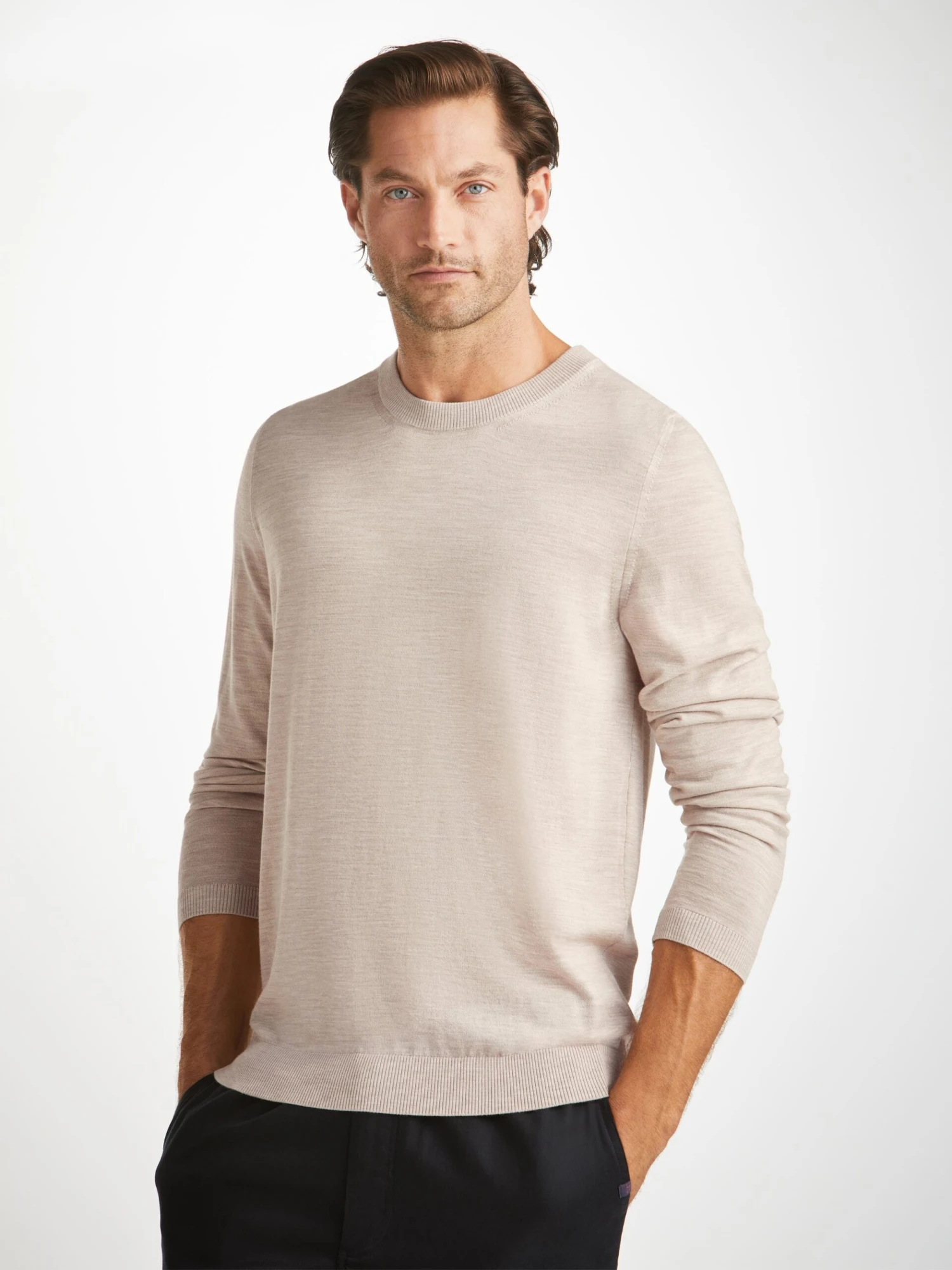 Men's Sweater Orson Merino Wool Oat 5 Men's Sweater Orson Merino Wool Oat - Image 3