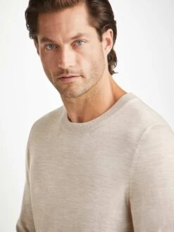 Men's Sweater Orson Merino Wool Oat 17 Men's Sweater Orson Merino Wool Oat -Derek Rose Shop mens sweater orson merino wool beige rib