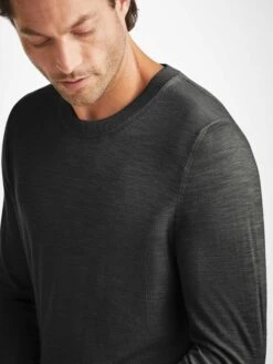 Men's Sweater Orson Merino Wool Charcoal 14 Men's Sweater Orson Merino Wool Charcoal -Derek Rose Shop mens sweater orson merino wool charcoal neck