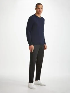 Men's Sweater Orson Merino Wool Navy 11 Men's Sweater Orson Merino Wool Navy -Derek Rose Shop mens sweater orson merino wool navy front
