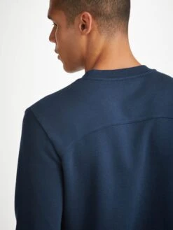Men's Sweatshirt Quinn Cotton Modal Navy -Derek Rose Shop mens sweatshirt quinn cotton modal navy shoulder