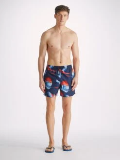 Men's Swim Shorts Maui 54 Navy -Derek Rose Shop mens swim shorts maui 54 navy front