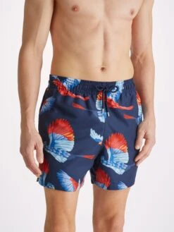 Men's Swim Shorts Maui 54 Navy -Derek Rose Shop mens swim shorts maui 54 navy print