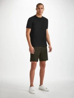 Men's T-Shirt Barny Pima Cotton Black -Derek Rose Shop mens t shirt barny pima cotton black front