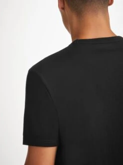 Men's T-Shirt Barny Pima Cotton Black -Derek Rose Shop mens t shirt barny pima cotton black shoulder