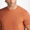 Men's T-Shirt Basel Micro Modal Stretch Terracotta -Derek Rose Shop mens t shirt basel micro modal stretch orange 1 collar
