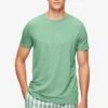 Men's T-Shirt Basel Micro Modal Stretch Sage Green 1 Men's T-Shirt Basel Micro Modal Stretch Sage Green -Derek Rose Shop mens t shirt basel micro modal stretch sage green close up