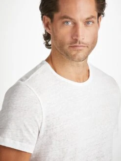 Men's T-Shirt Jordan Linen White -Derek Rose Shop mens t shirt jordan linen white neck