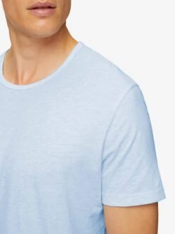 Men's T-Shirt Reece Cotton Blue -Derek Rose Shop mens t shirt reece cotton blue shoulder