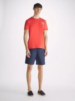 Men's T-Shirt Ripley 15 Pima Cotton Red 9 Men's T-Shirt Ripley 15 Pima Cotton Red -Derek Rose Shop mens t shirt ripley 15 pima cotton red front