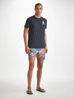 Men's T-Shirt Ripley 18 Pima Cotton Navy 9 Men's T-Shirt Ripley 18 Pima Cotton Navy -Derek Rose Shop mens t shirt ripley 18 pima cotton navy front