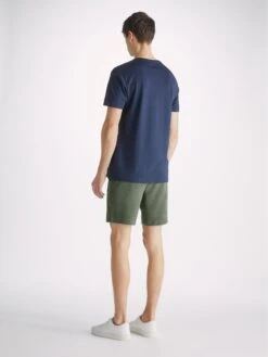 Men's Towelling Shorts Isaac Terry Cotton Soft Green -Derek Rose Shop mens towelling shorts isaac terry cotton green back