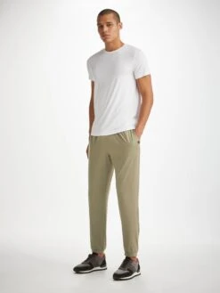 Men's Track Pants Basel Micro Modal Stretch Khaki 9 Men's Track Pants Basel Micro Modal Stretch Khaki -Derek Rose Shop mens track pants basel micro modal stretch khaki front
