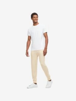 Men's Track Pants Finley Cashmere Cream 11 Men's Track Pants Finley Cashmere Cream -Derek Rose Shop mens track pants finley 10 cashmere cream front