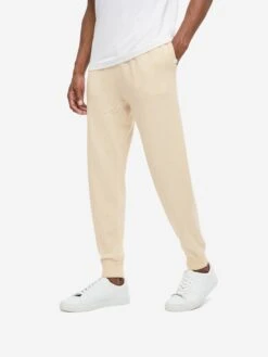Men's Track Pants Finley Cashmere Cream 14 Men's Track Pants Finley Cashmere Cream -Derek Rose Shop mens track pants finley 10 cashmere cream front close up 2